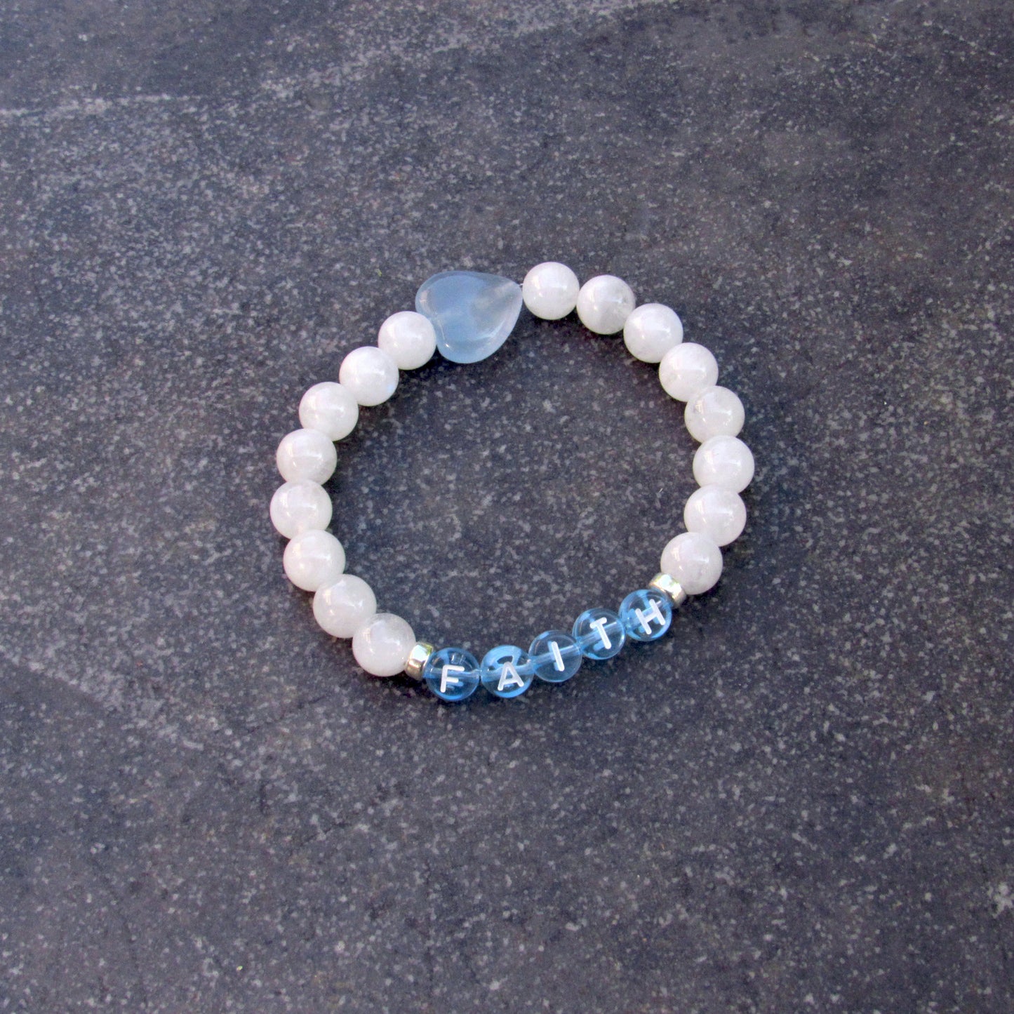 Women's Moonstone Gemstone FAITH stretch bracelet