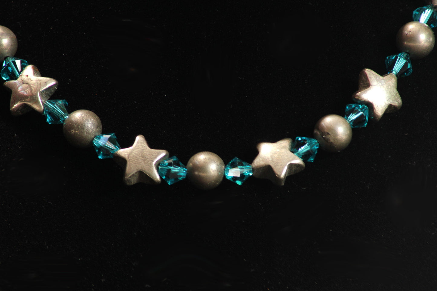 Woman's "Stars at Night" Beaded gemstone and crystal choker Necklace
