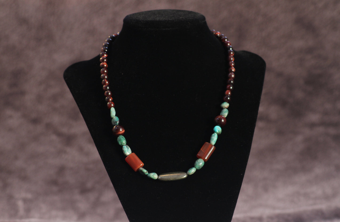 Men's Tiger's Eye & Pyrite gemstone Necklace