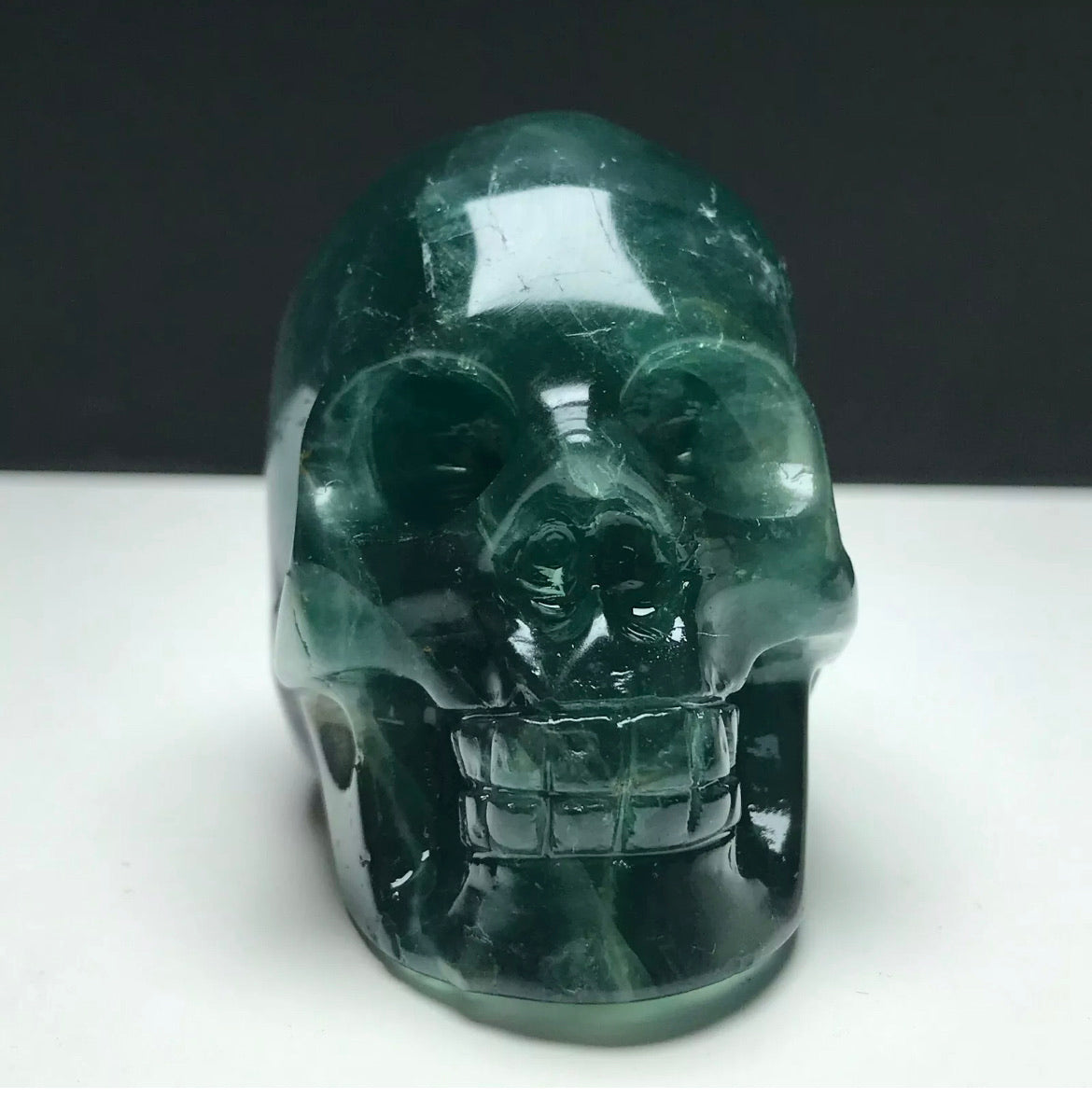 Fluorite gemstone. Hand-carved. Exquisite Skull