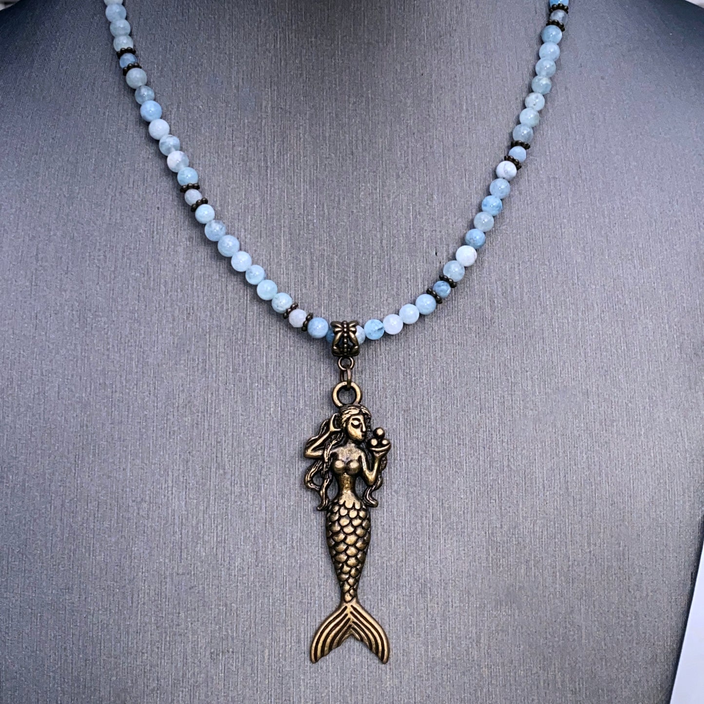 Aquamarine and Mermaid Necklace