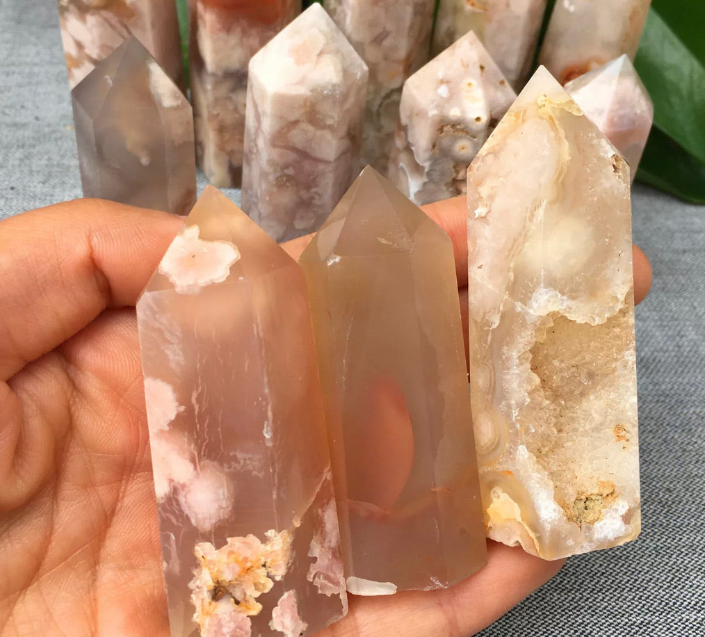 Natural Cherry Blossom Agate Wand Point