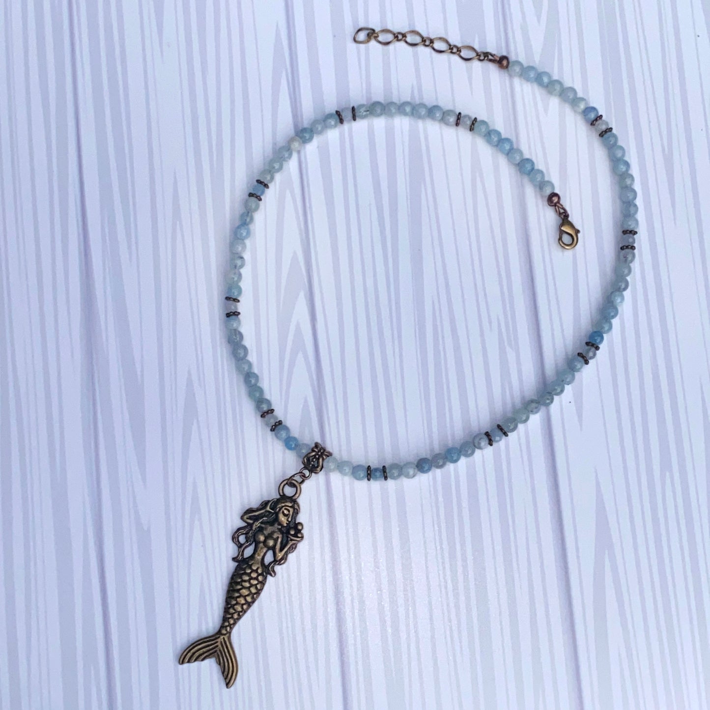 Aquamarine and Mermaid Necklace
