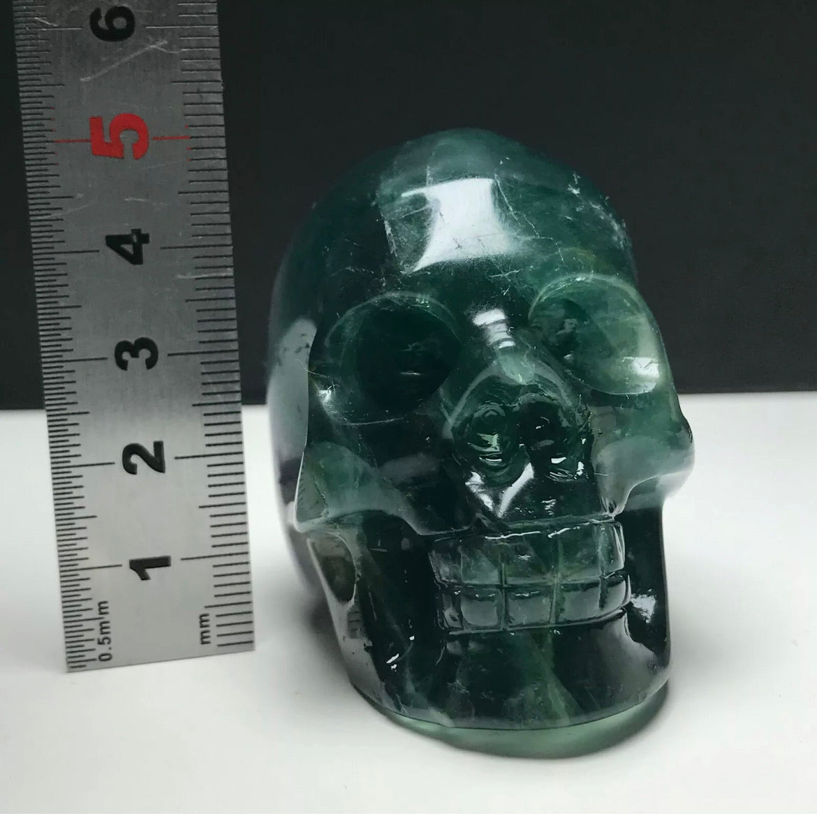 Fluorite gemstone. Hand-carved. Exquisite Skull