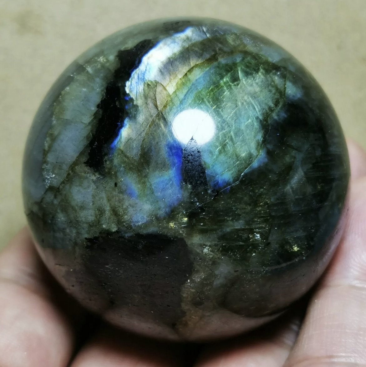 Natural Rainbow Labradorite Healing Crystal Ball