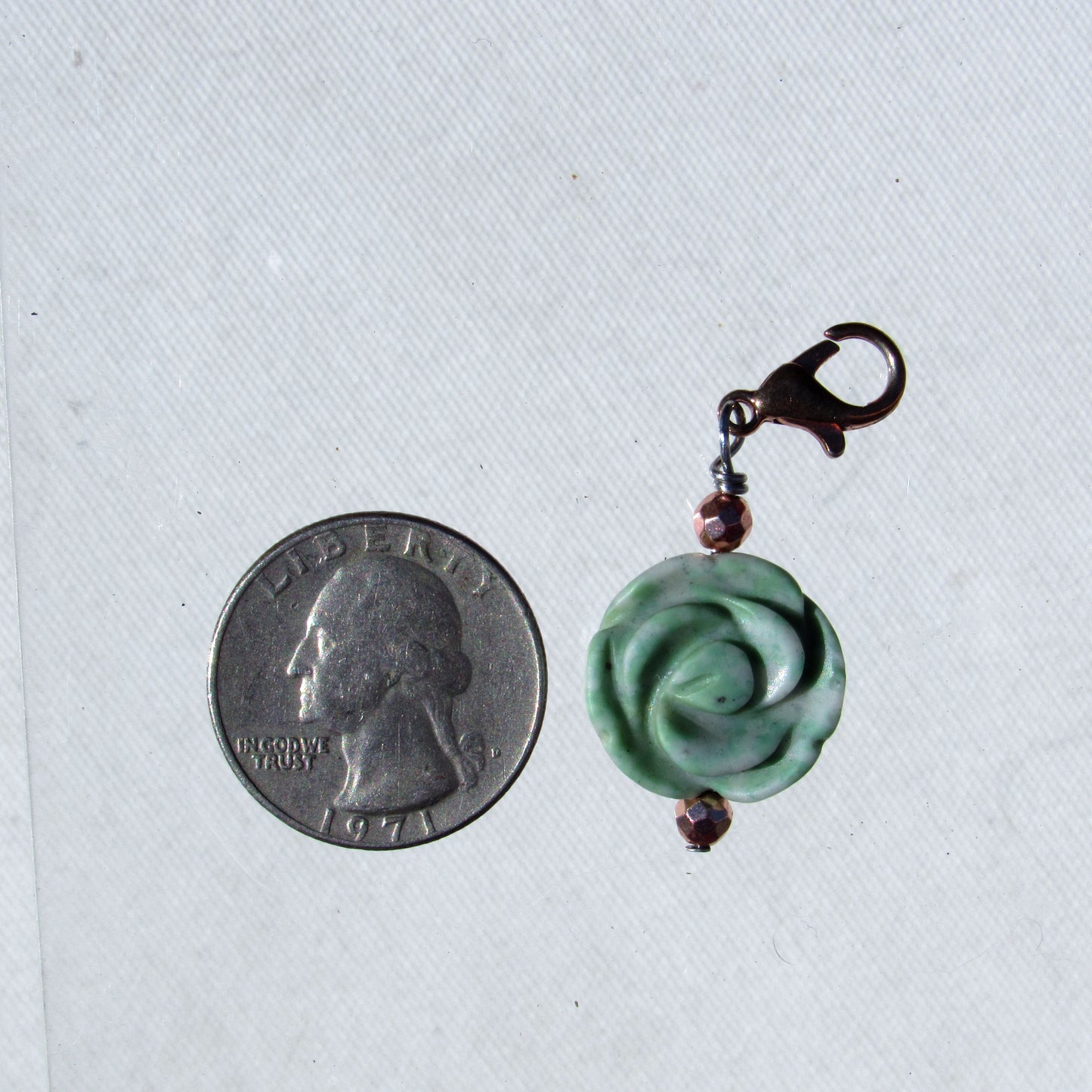 Green Jasper gemstone Rose and rose hematite pet charm