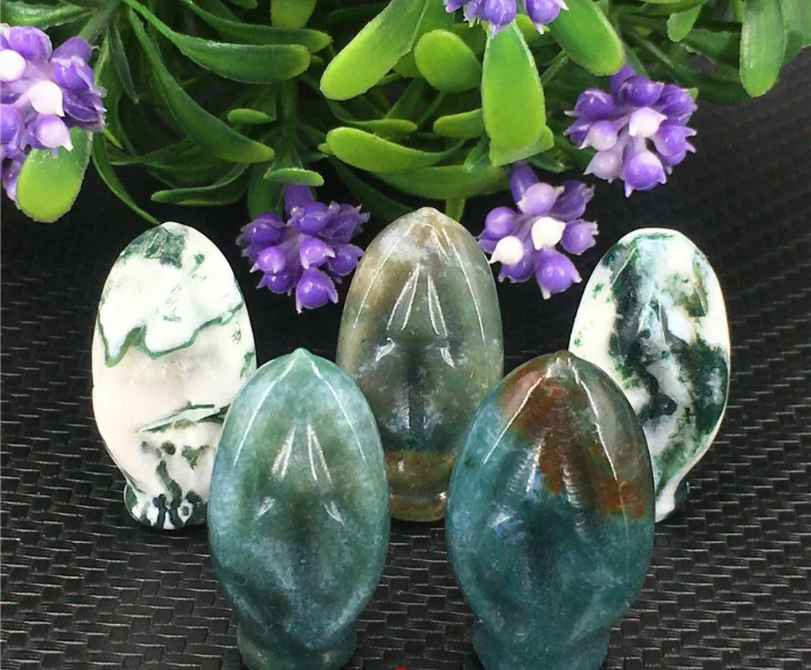 Moss Agate Vagina Figurine