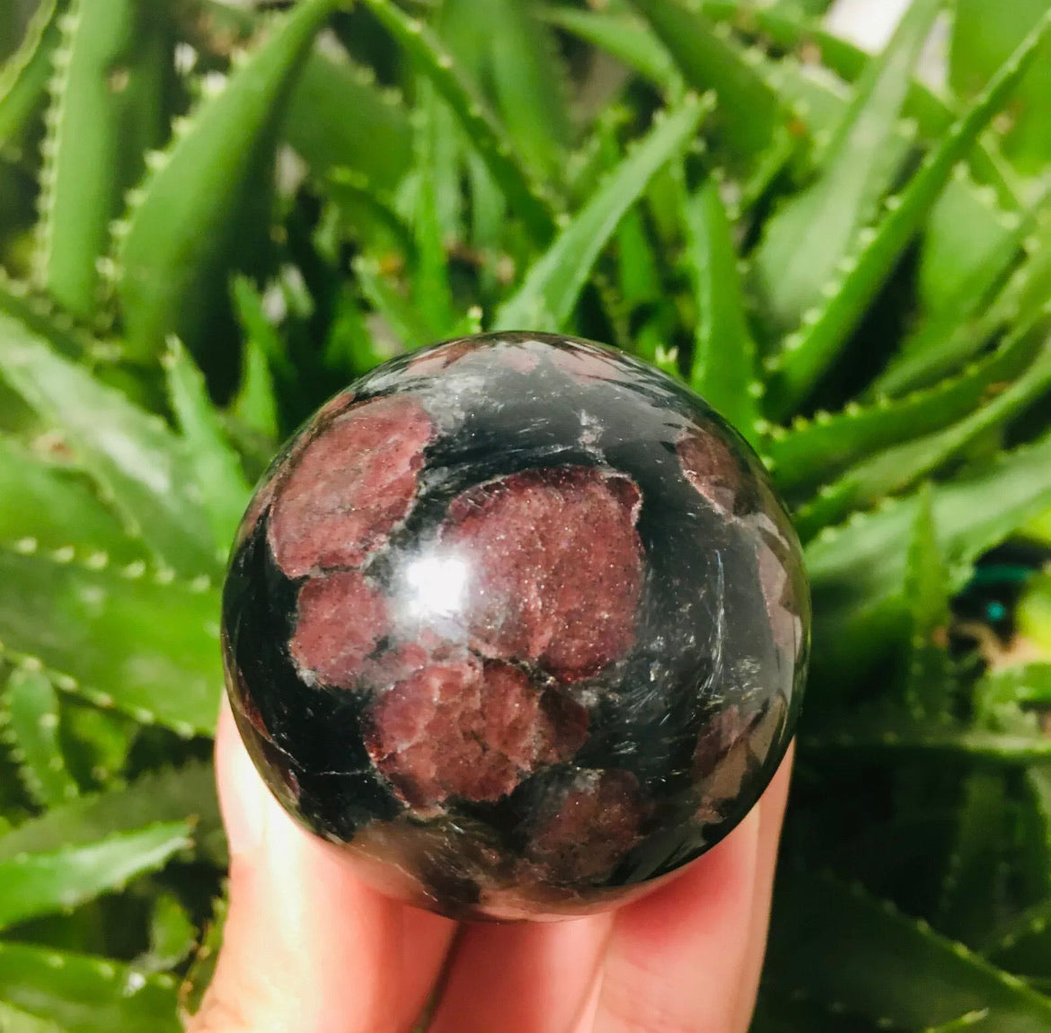Natural garnet fireworks Sphere