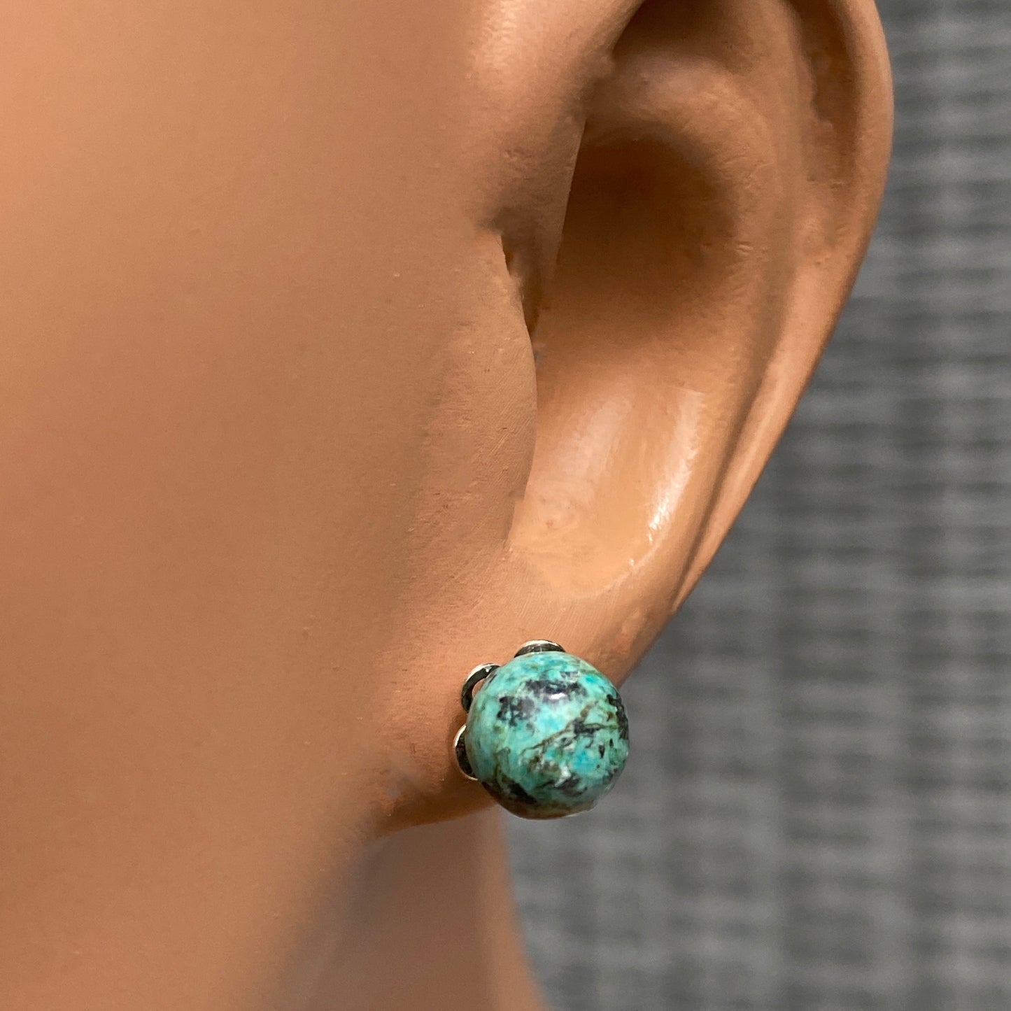 African Turquoise gemstone 8 mm Stud Earrings