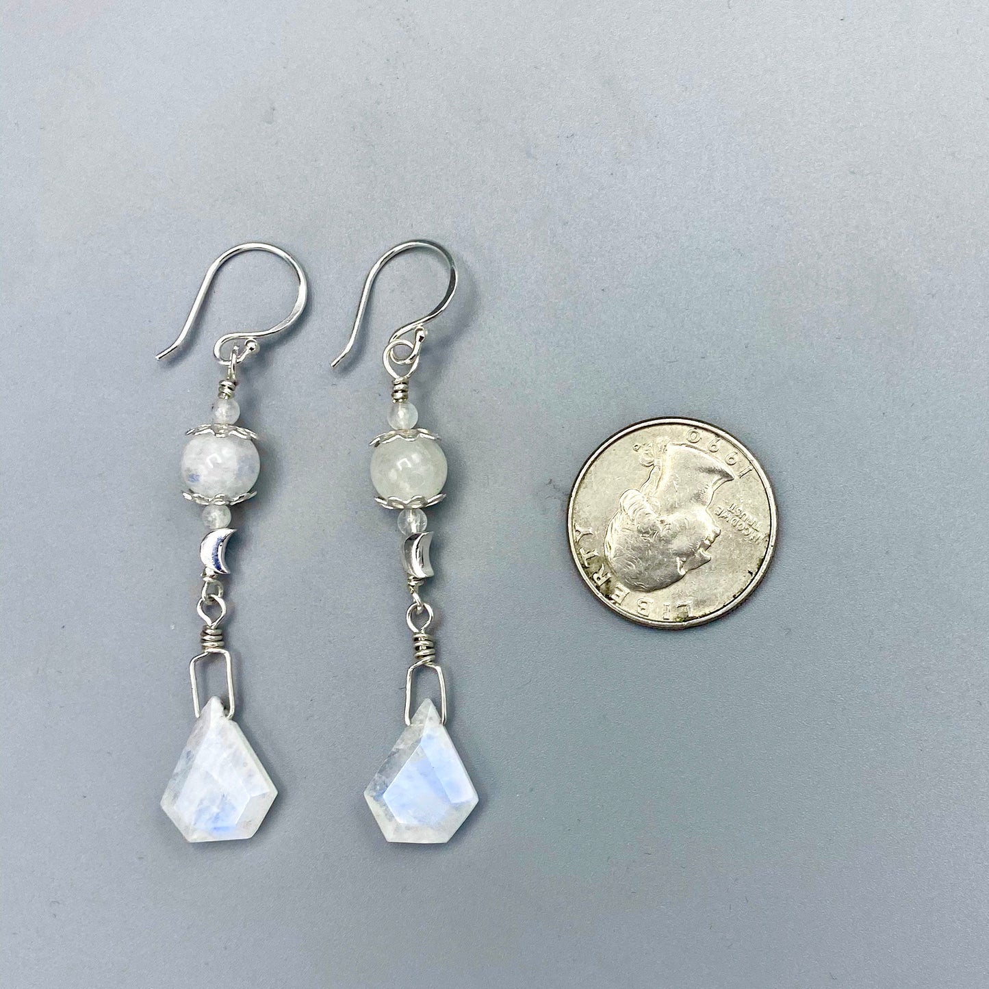 Moonstone Gemstones With Sterling Silver Drop Earrings