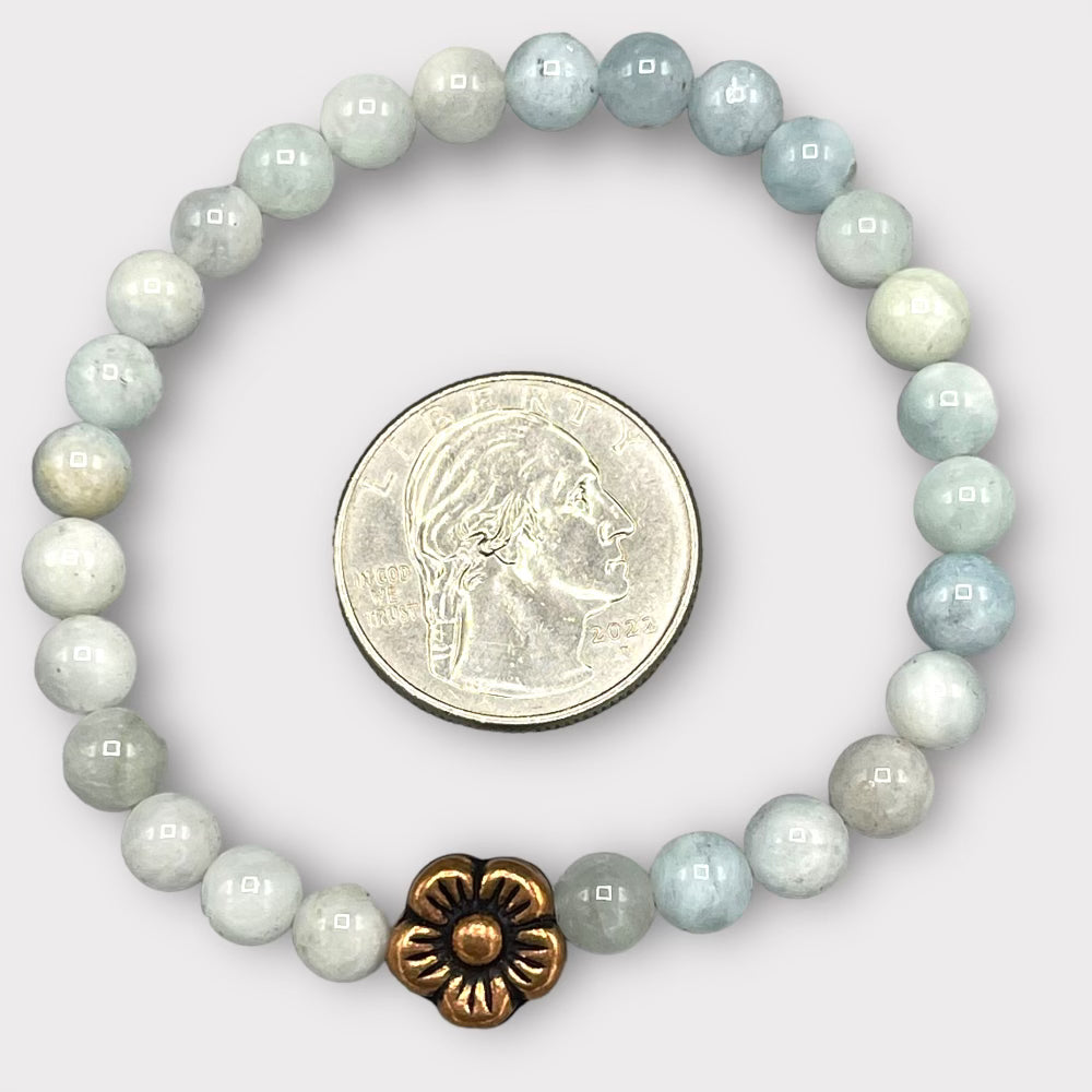 Aquamarine and Copper Flower bracelet