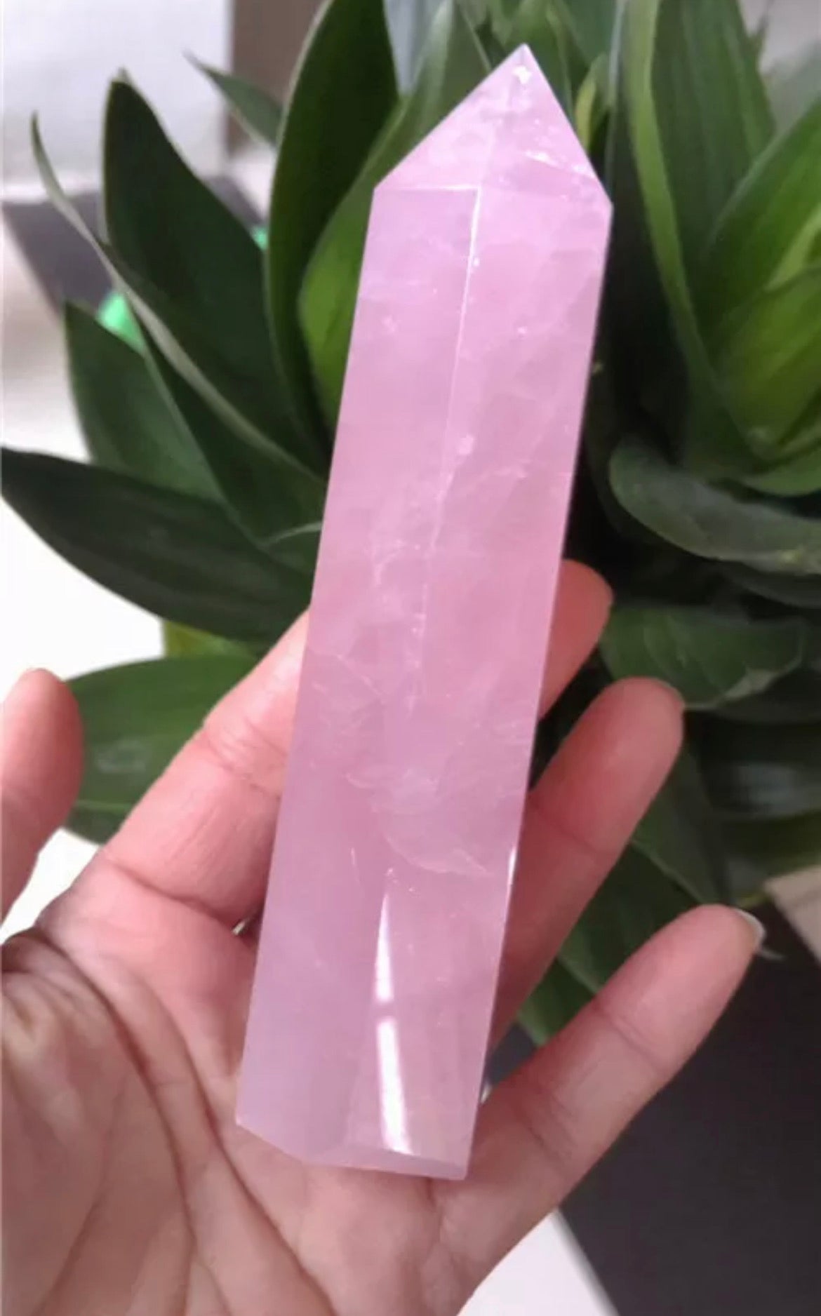 Natural Rose Quartz gemstone tower Point healing Wand