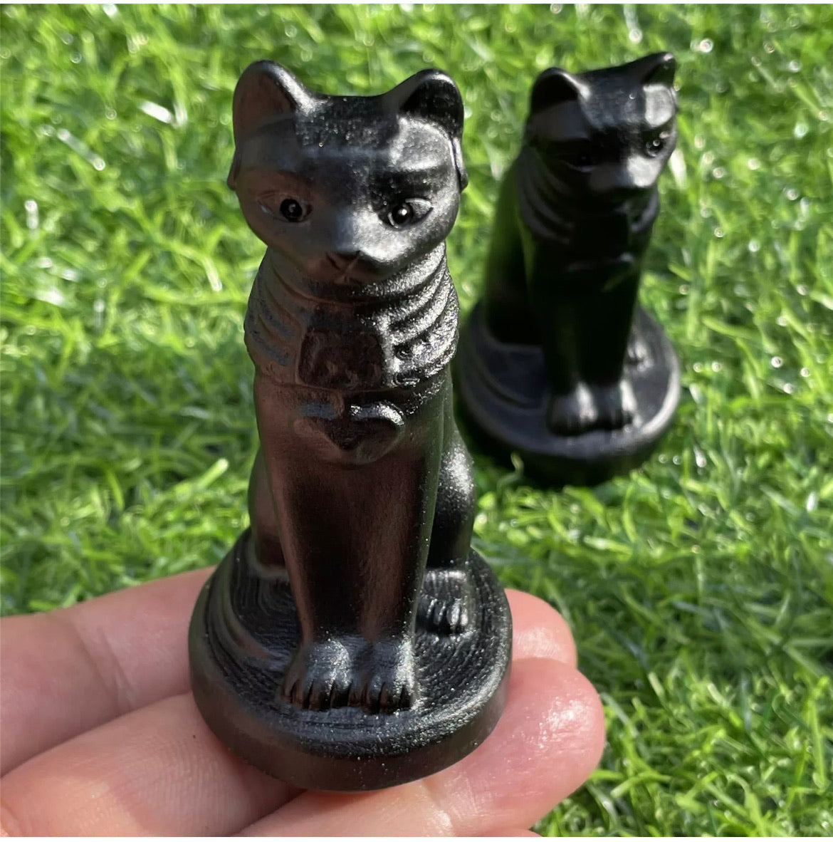 Natural Egyptian black obsidian Egyptian cat 1PC