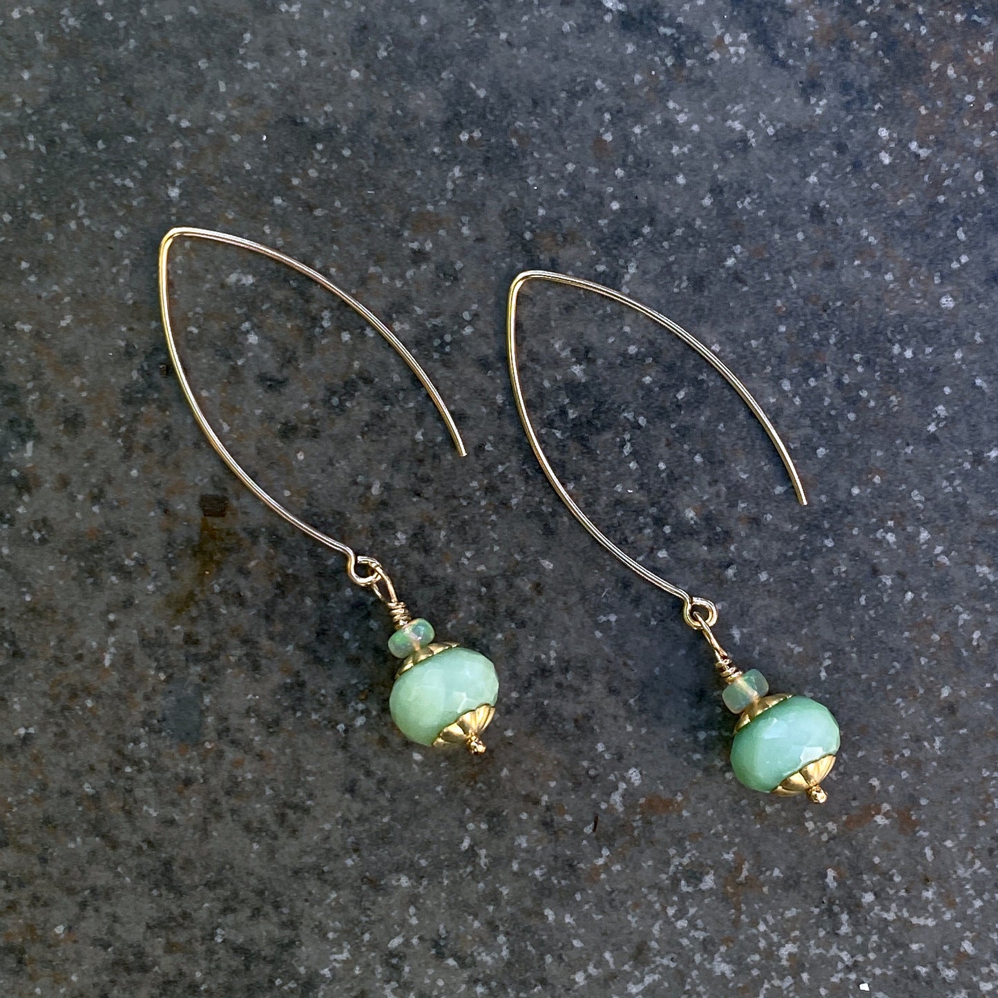 Green Australian Opal Dangle Earrings