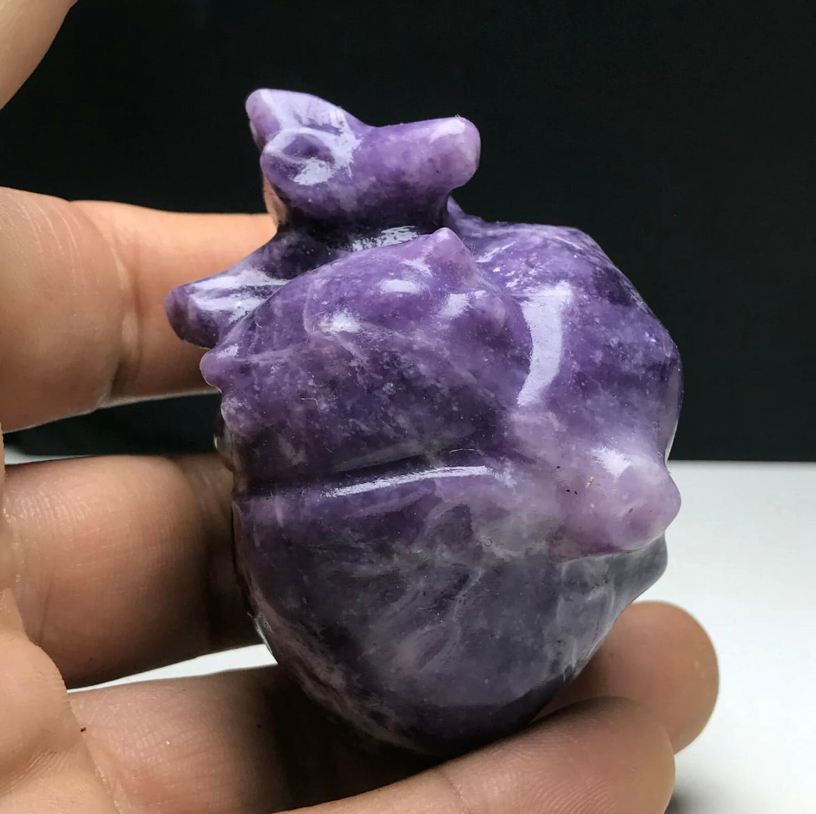 Natural lepidolite aka lilac stone Crystal Mineral Specimen. Hand-carved.Exquisite Heart organ gemstone semiprecious