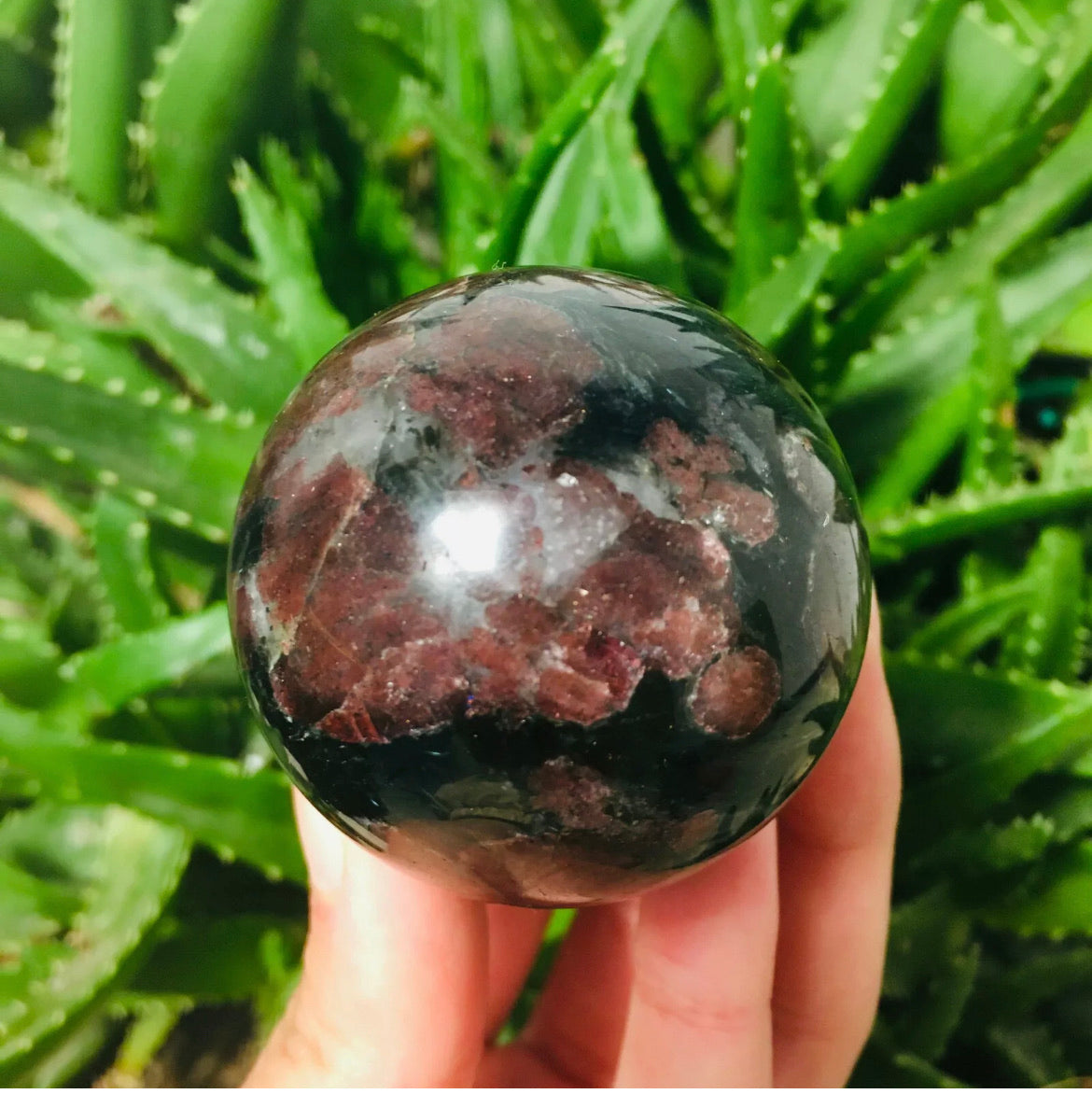 Natural garnet fireworks Sphere