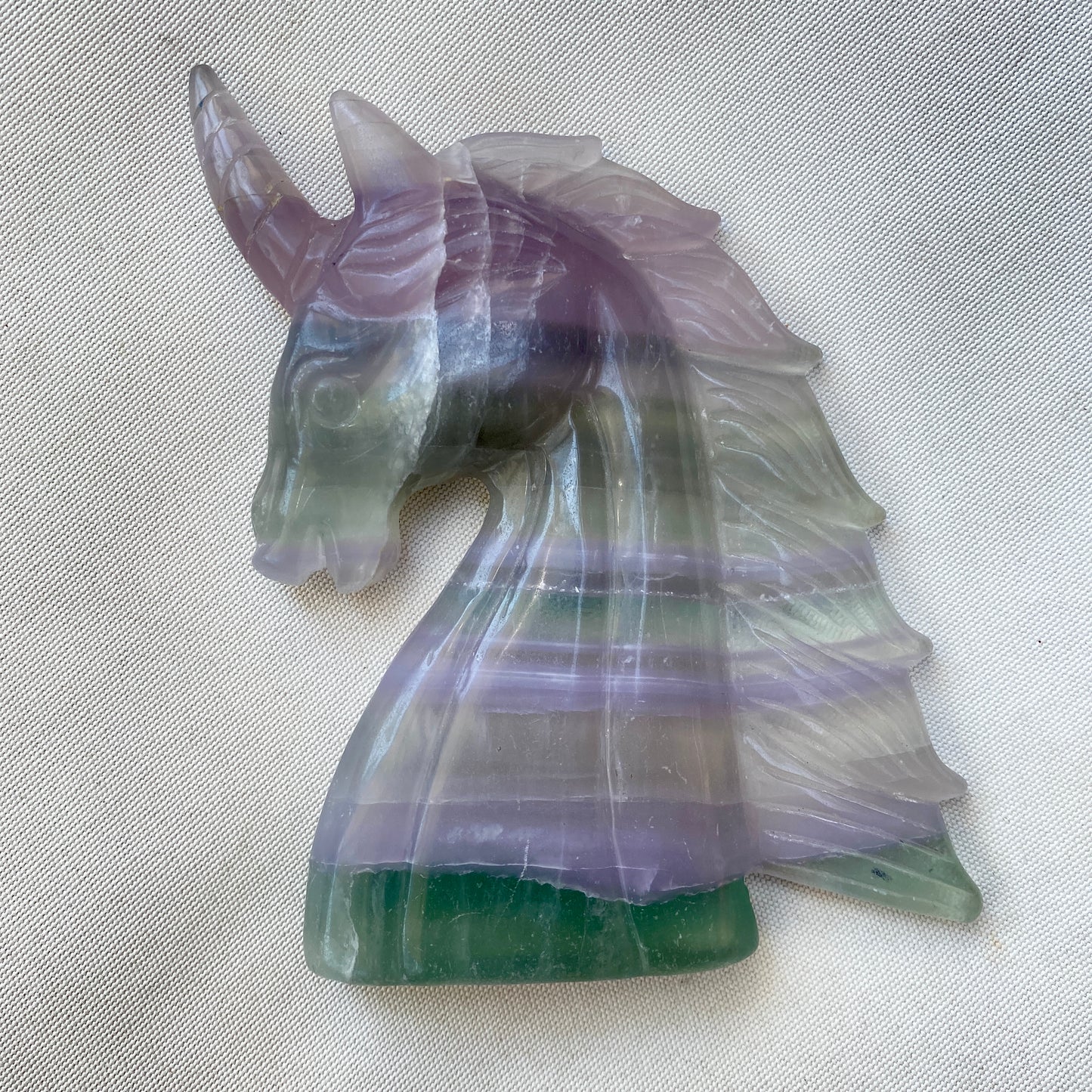genuine Fluorite gemstone carved Unicorn