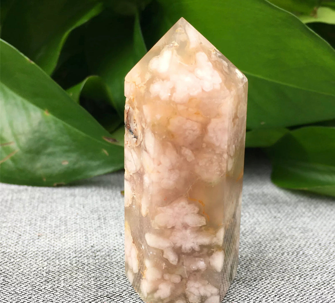 Natural Cherry Blossom Agate Wand Point