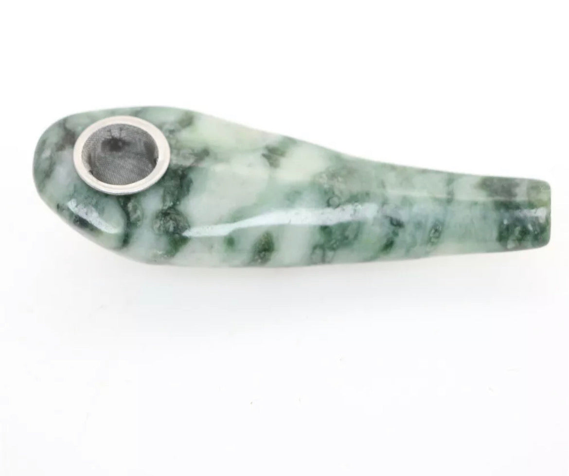 Green Jasper gemstone carved smoking Pipe