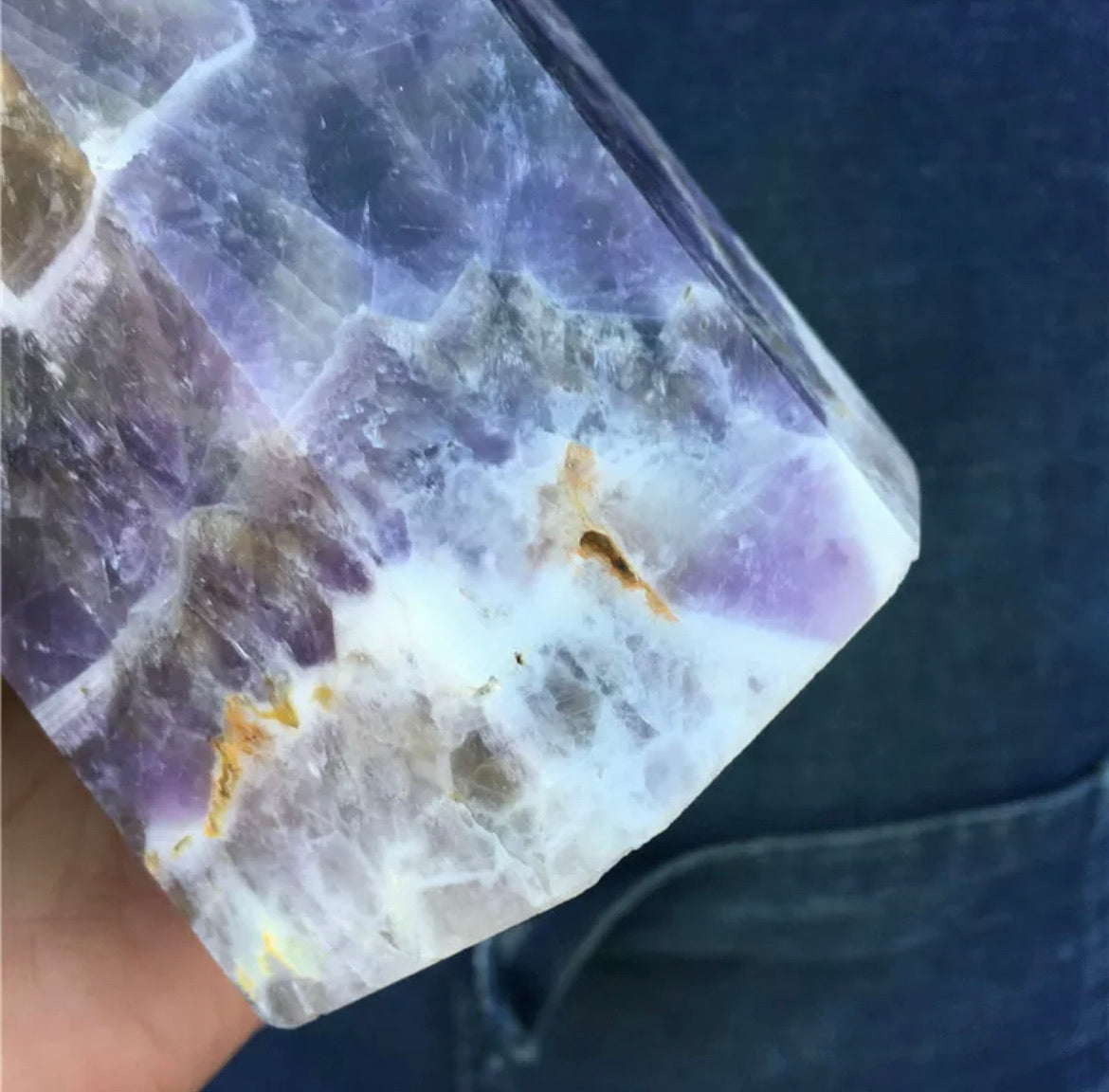 Natural amethyst gemstone tower point healing obelisk