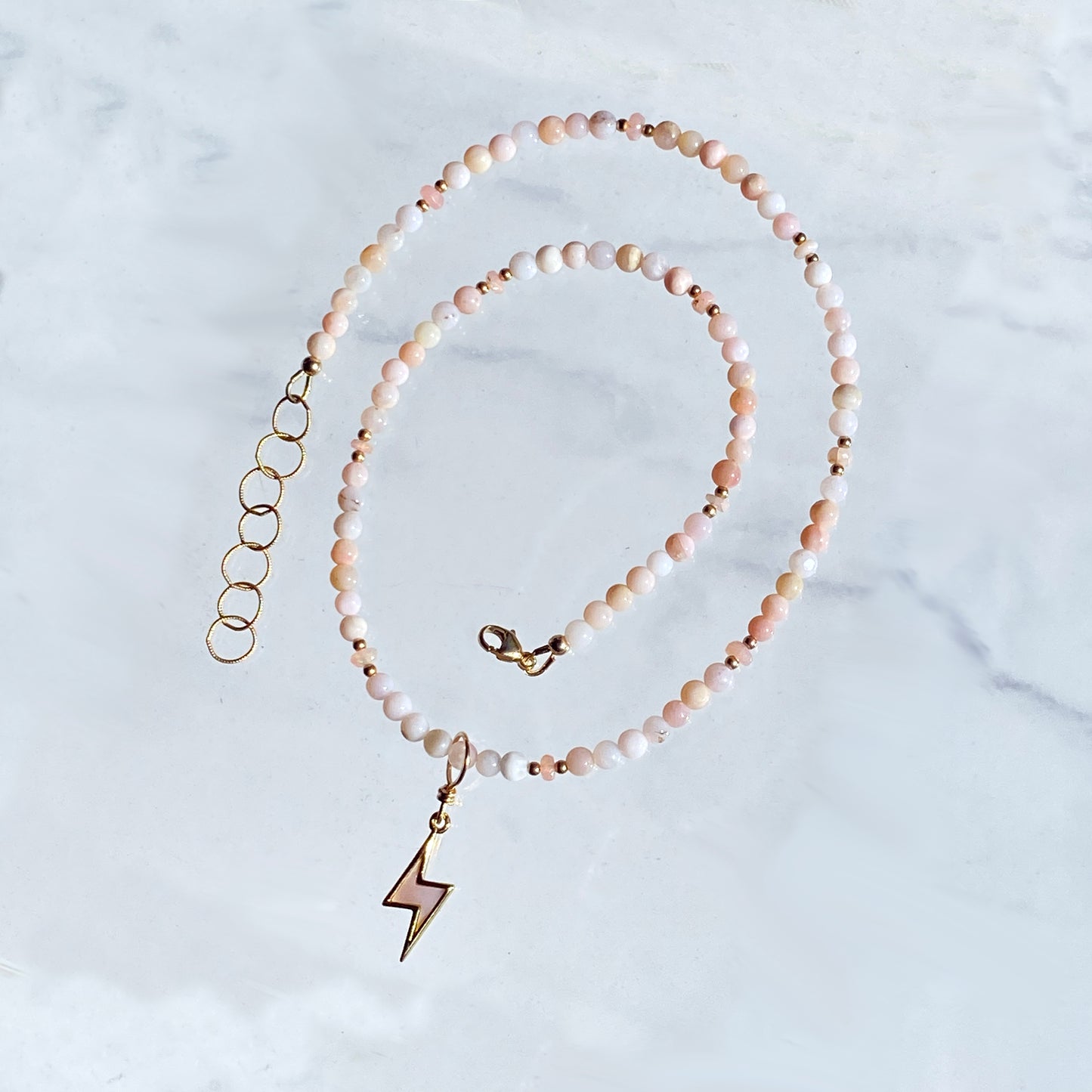 Mother of Pearl Bolt and pink opals