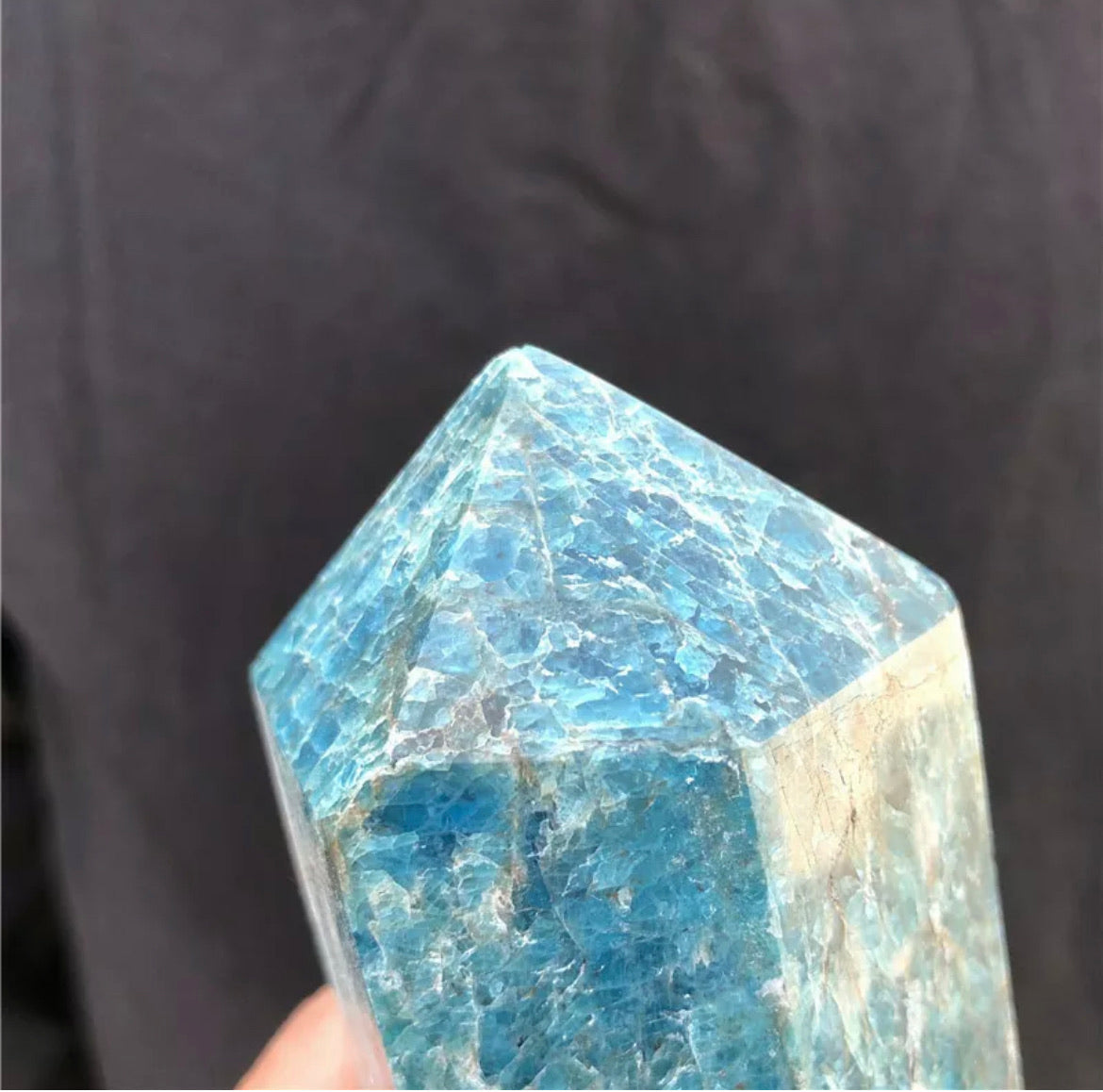 Natural apatite quartz obelisk crystal wand point healing