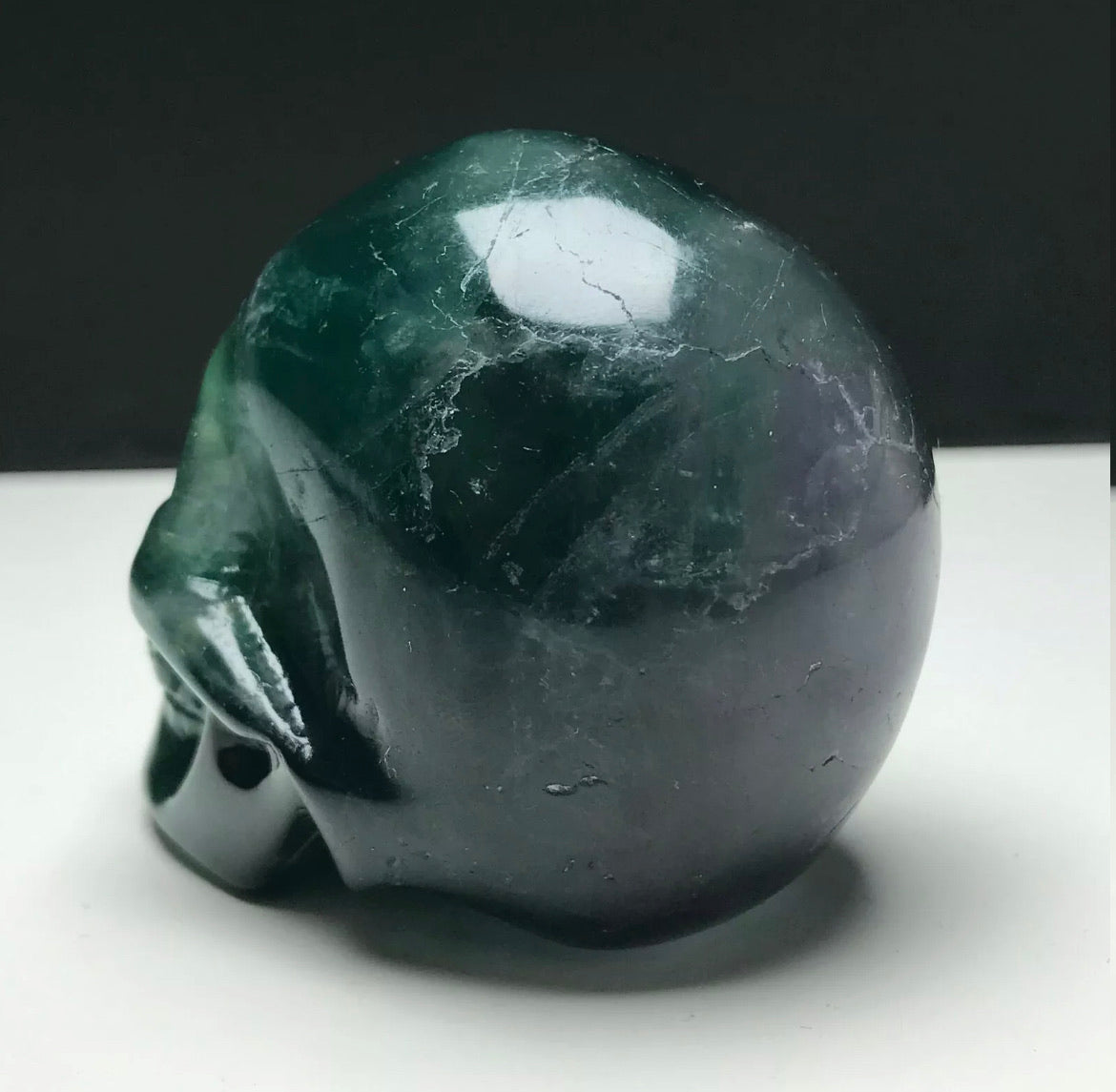 Fluorite gemstone. Hand-carved. Exquisite Skull