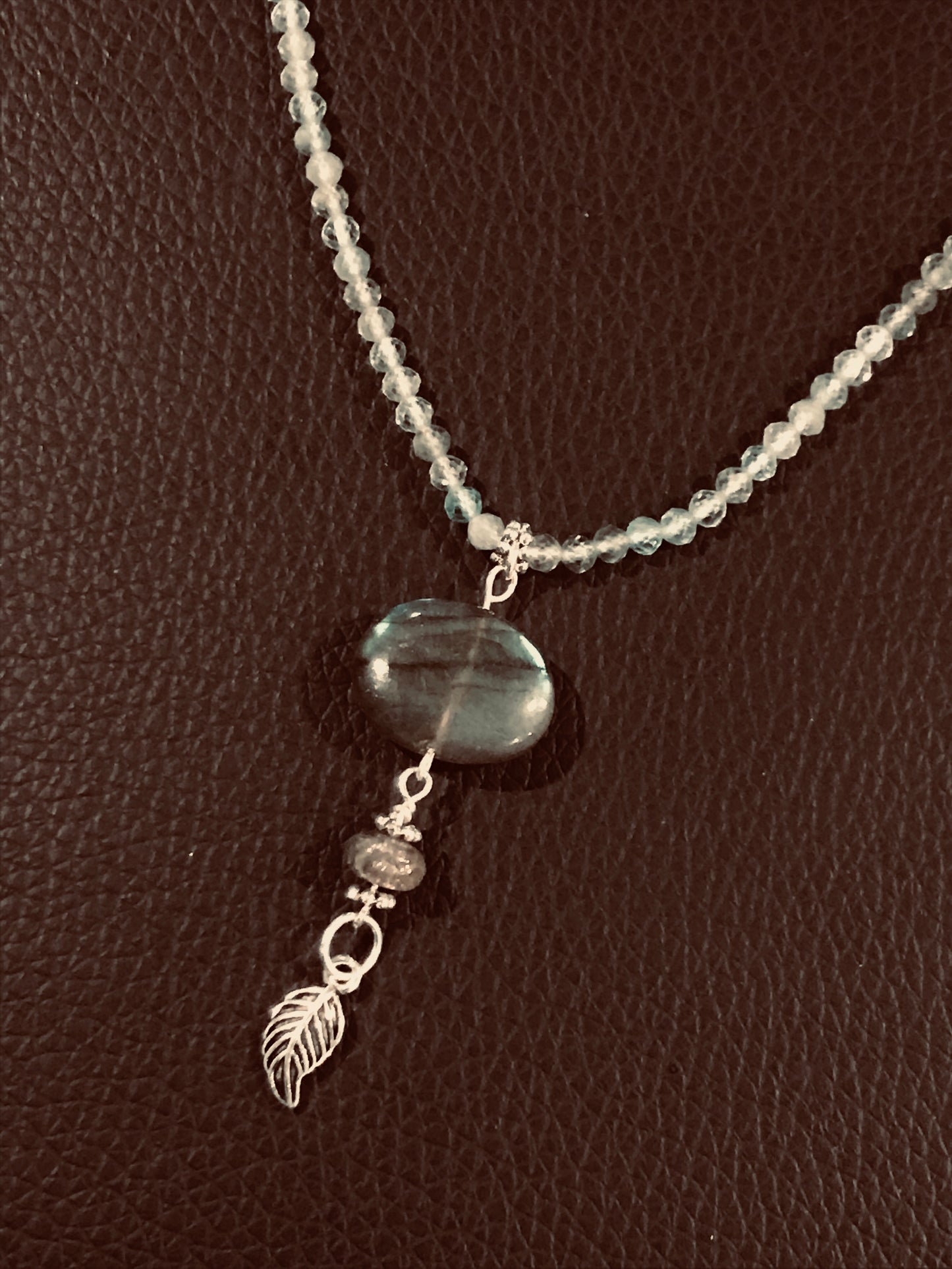 Women's Labradorite & Apatite Gemstone with green Sapphire pendant necklace