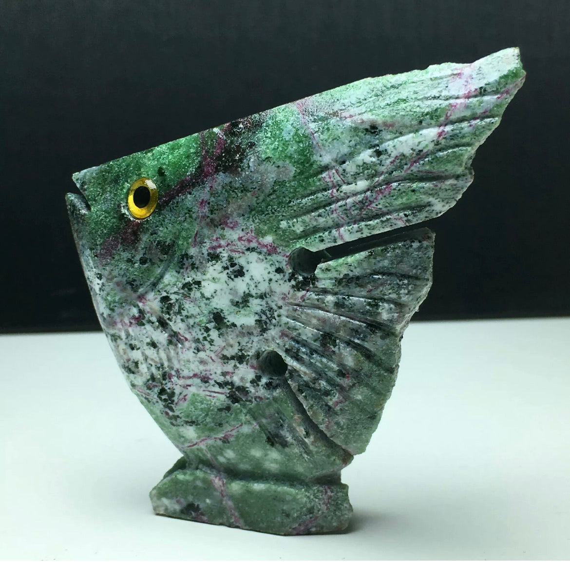 Natural Ruby Zoisite gemstone fish