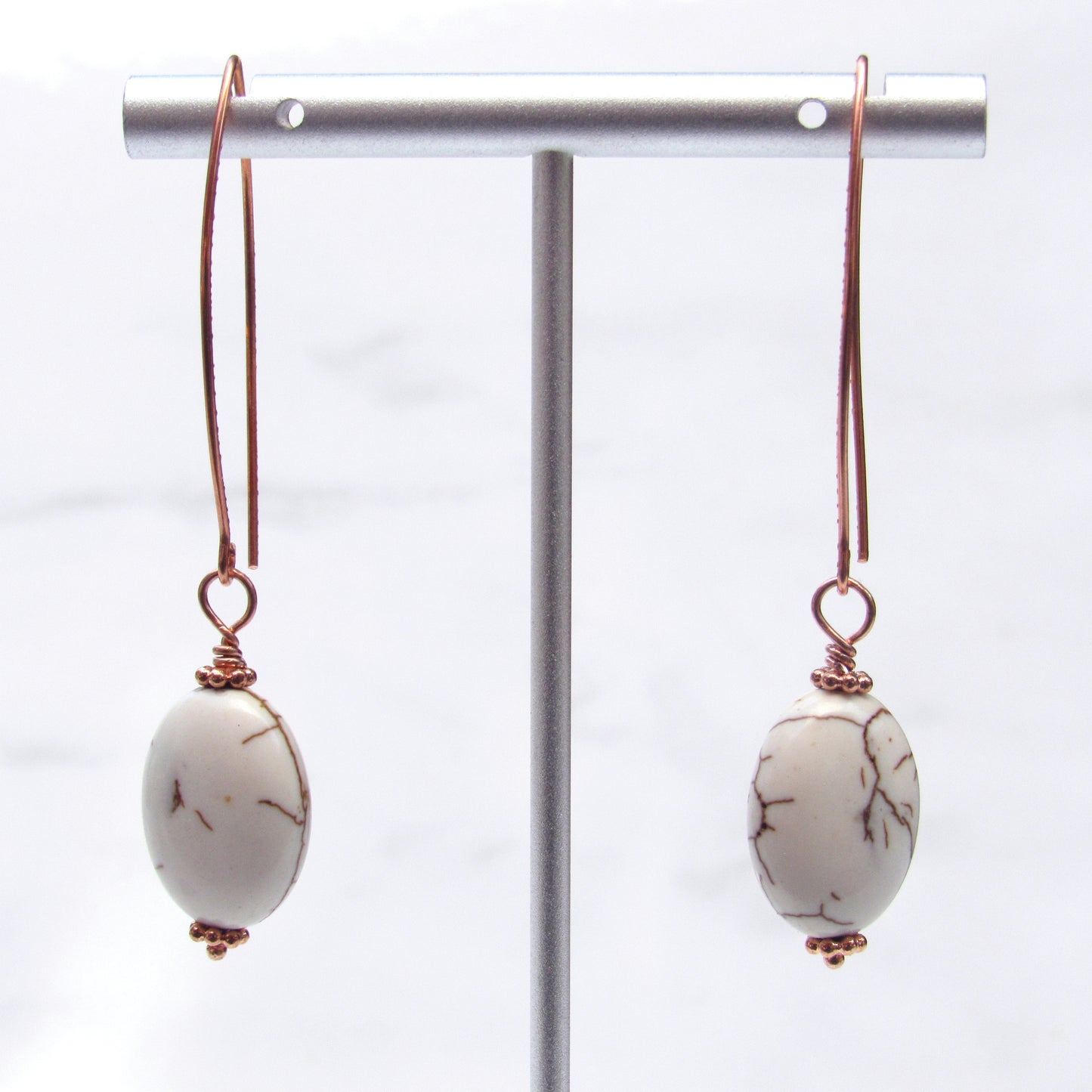 White turquoise Gemstone and copper earrings