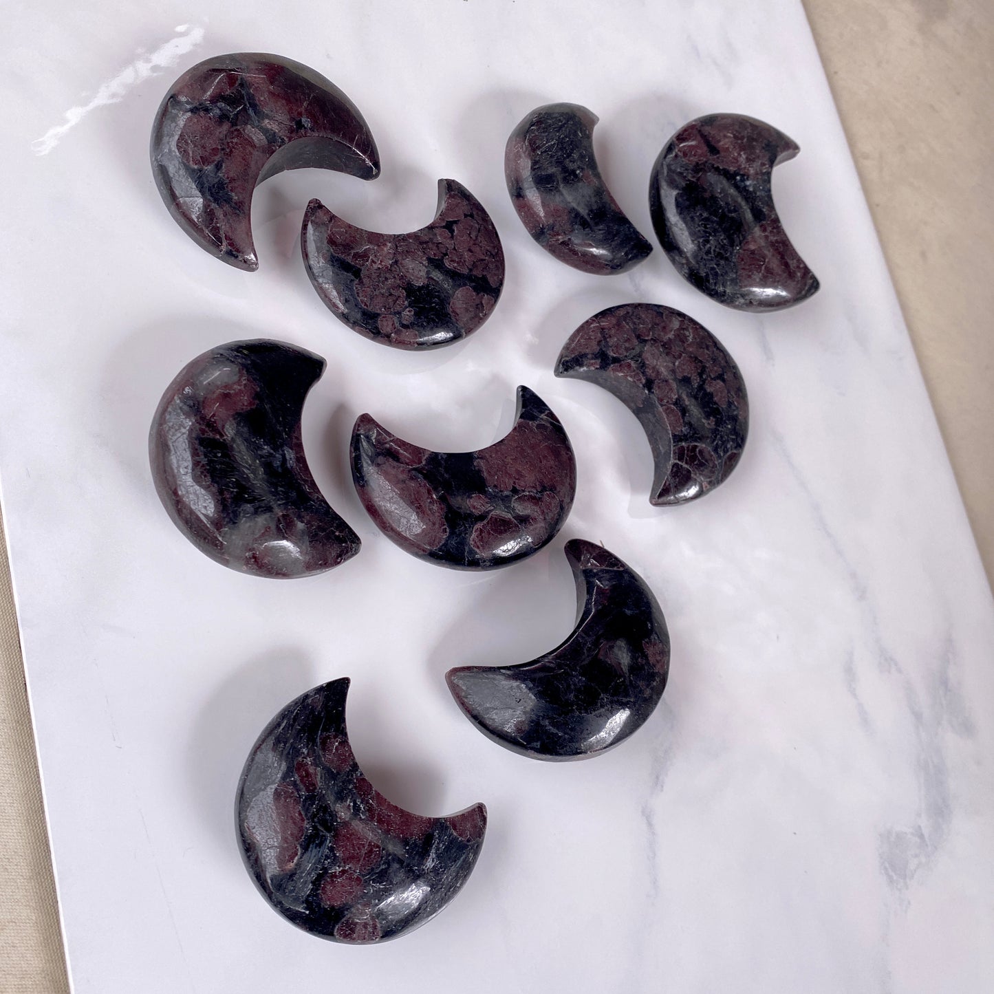 Solid Garnet gemstone Moons