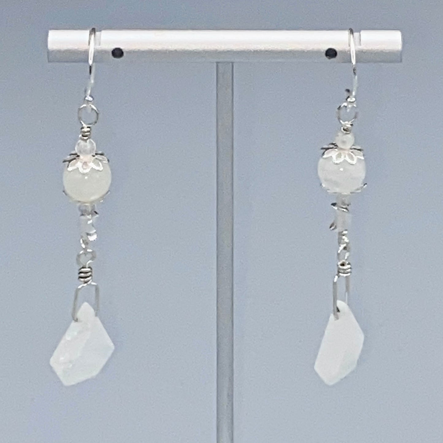Moonstone Gemstones With Sterling Silver Drop Earrings