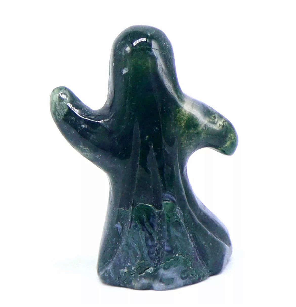 Natural Moss Agate gemstone carved Ghost