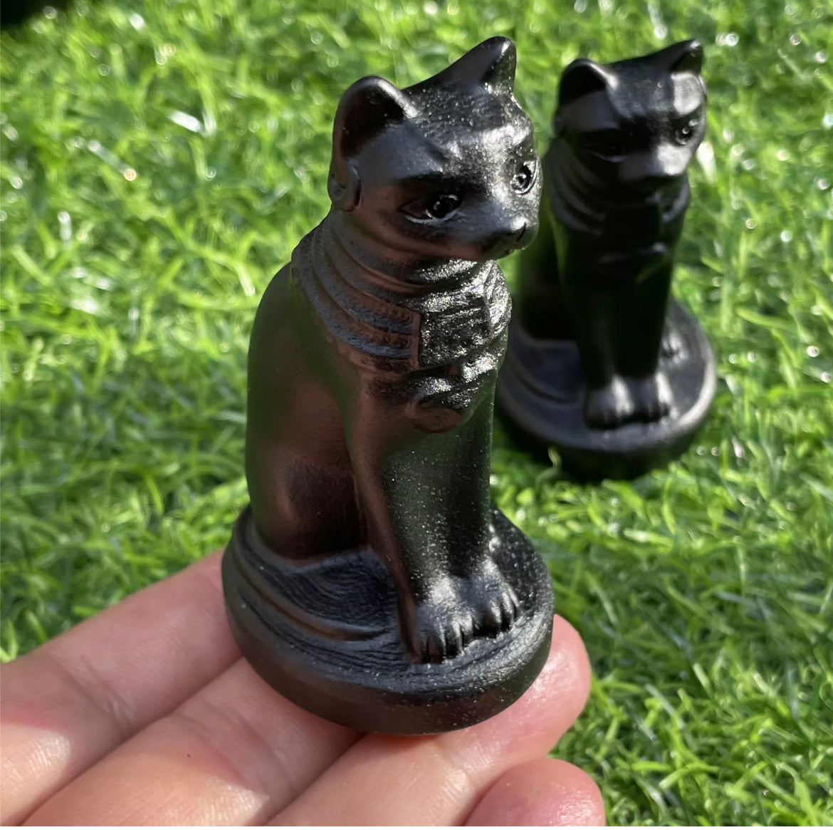 Natural Egyptian black obsidian Egyptian cat 1PC