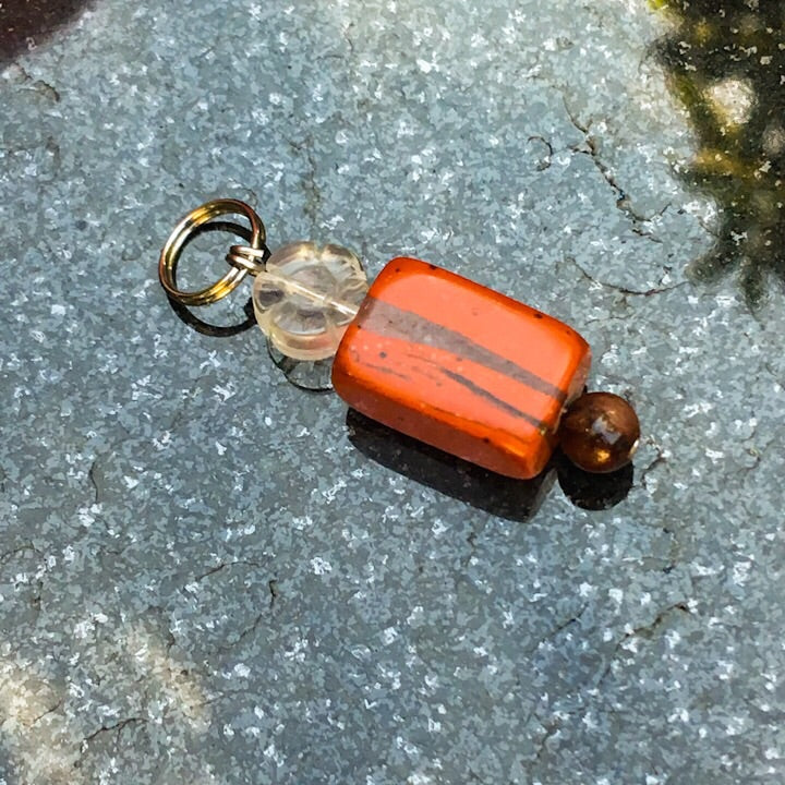 Pet Charm of Red Jasper, Tiger Eye & Quartz Gemstones