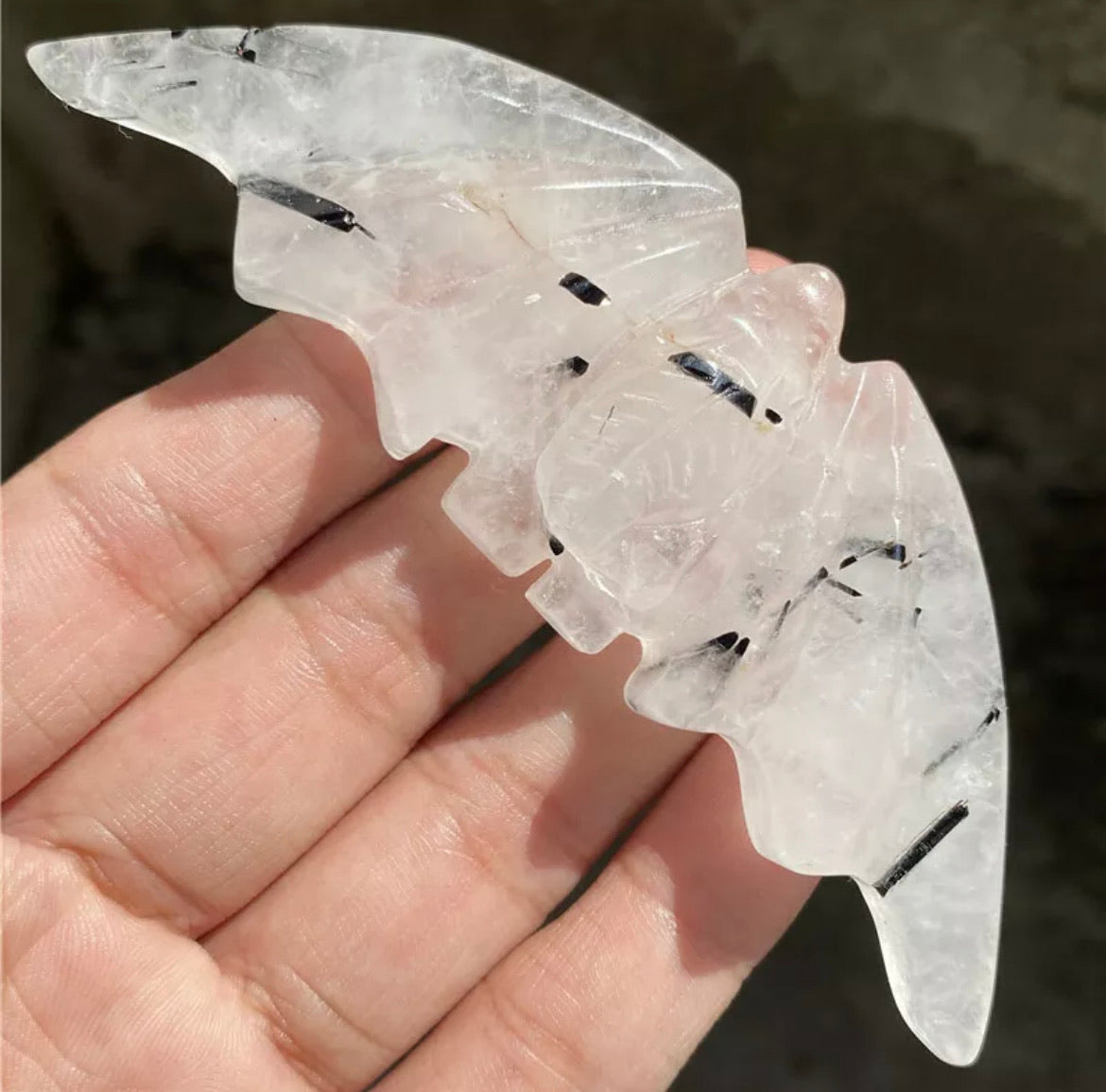 Natural Tourmaline Quartz Bat