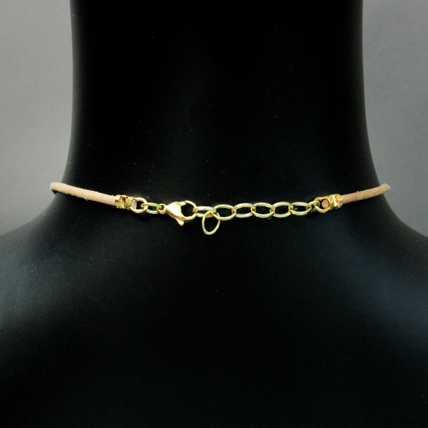 Tiger Eye and Brass Hand Knotted on Natural Leather Necklace