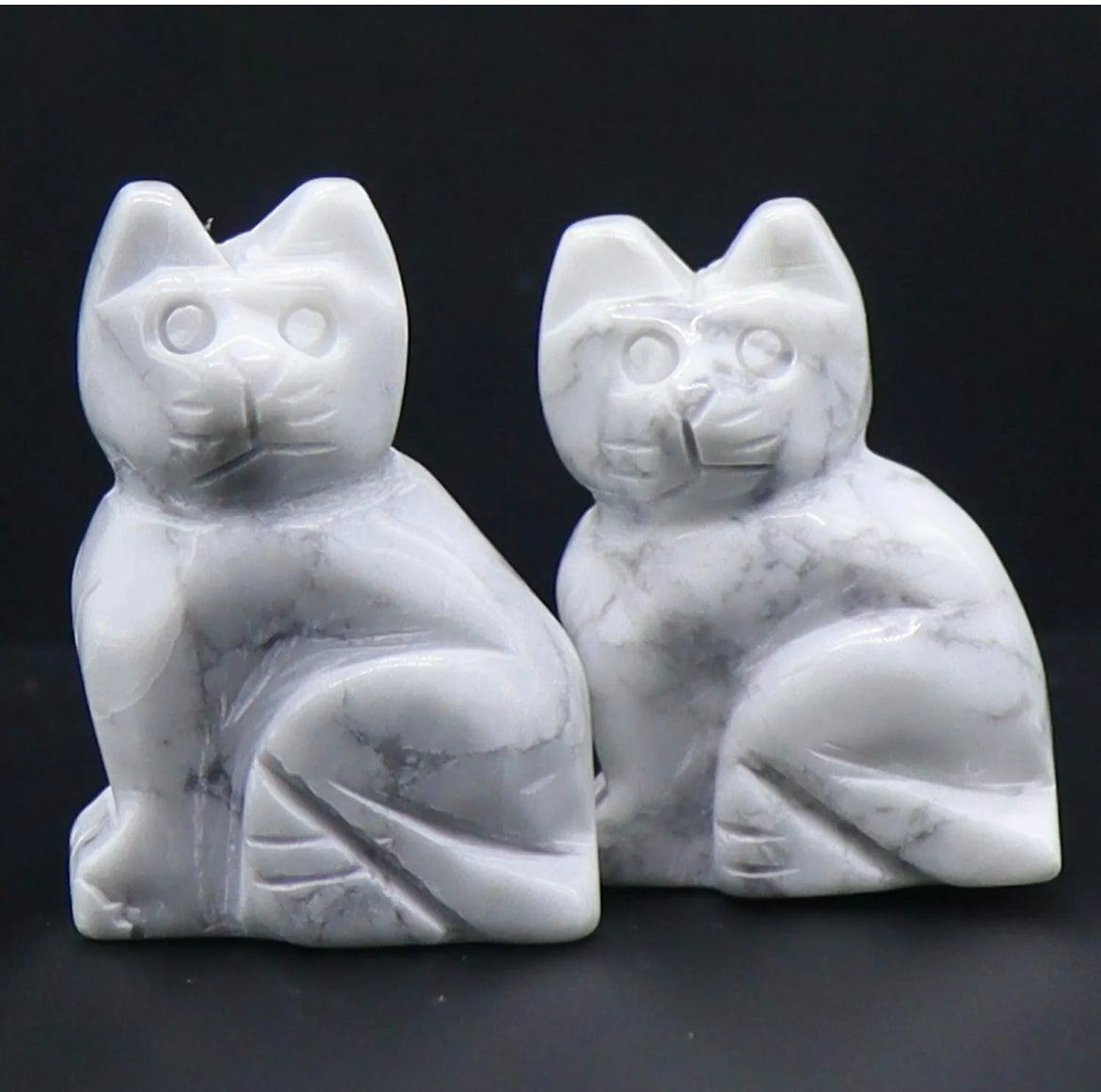 Natural White Turquoise Cat figurine