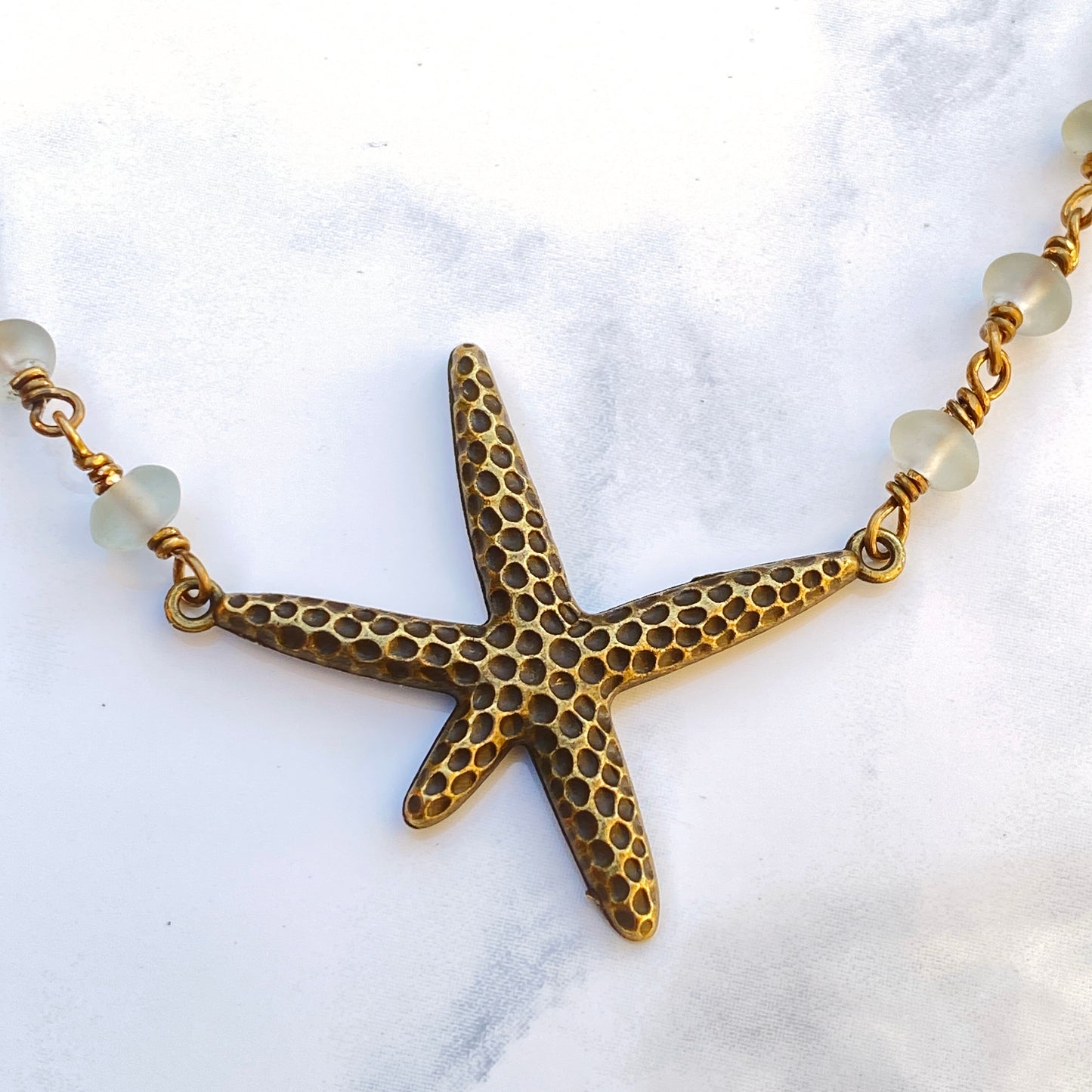 Starfish and Quartz gemstone Choker Necklace