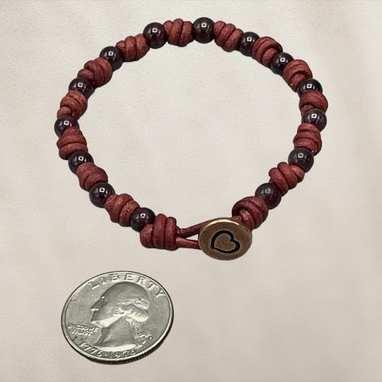 Garnet Leather Bracelet