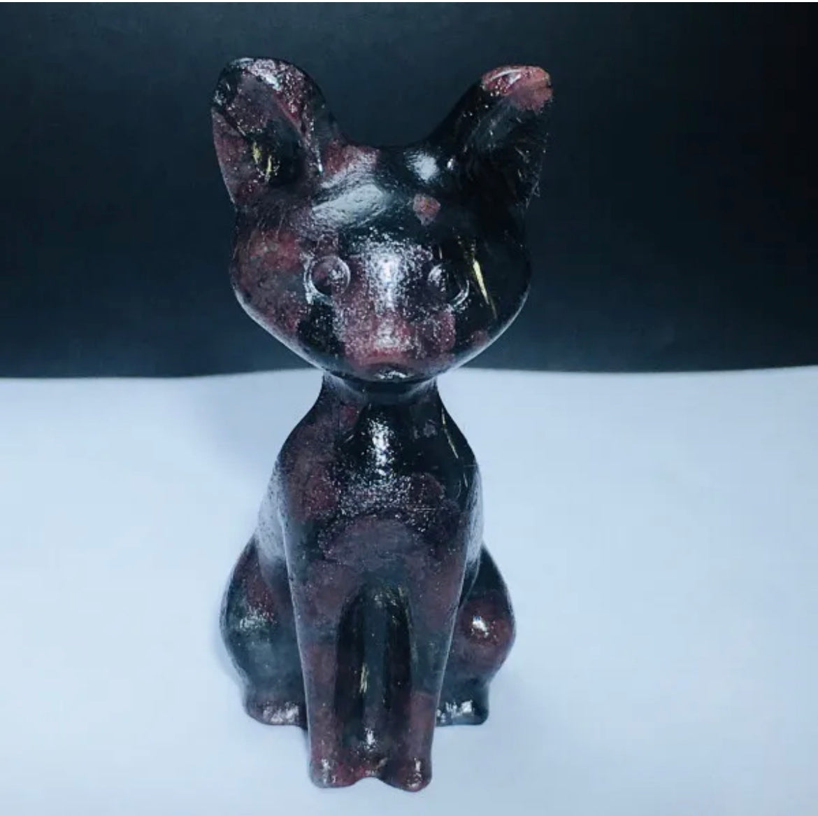 Garnet gemstone carved kitty