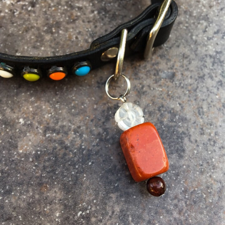 Pet Charm of Red Jasper, Tiger Eye & Quartz Gemstones