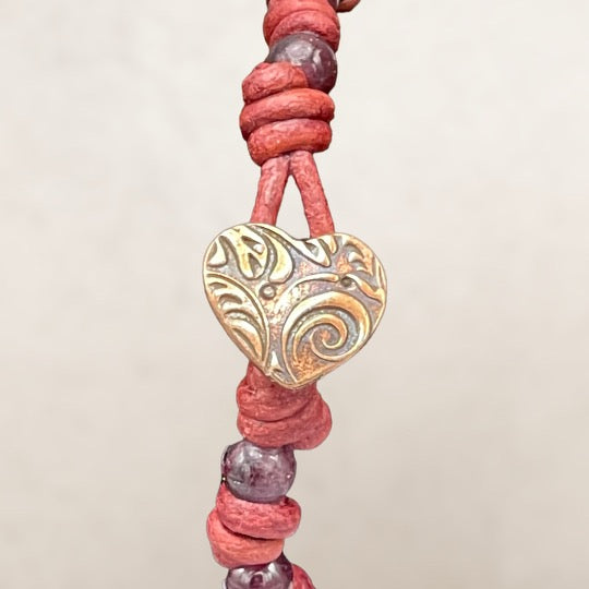 Garnet Leather Bracelet