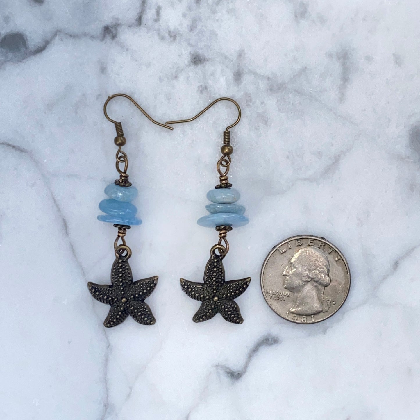 Starfish and Aquamarine Earrings