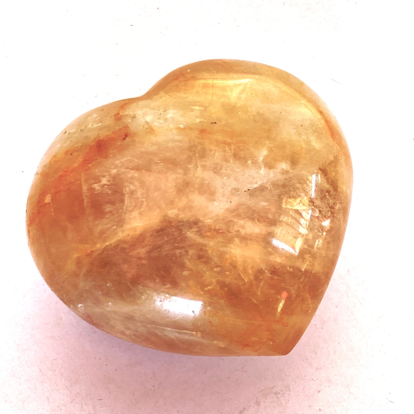 Natural Yellow FIRE QUARTZ Hematoid Polished Heart Stone