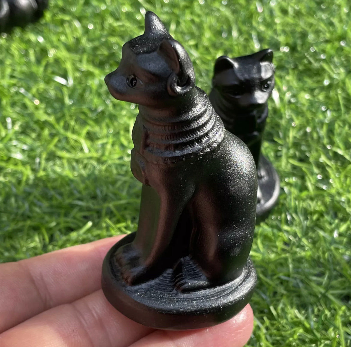 Natural Egyptian black obsidian Egyptian cat 1PC