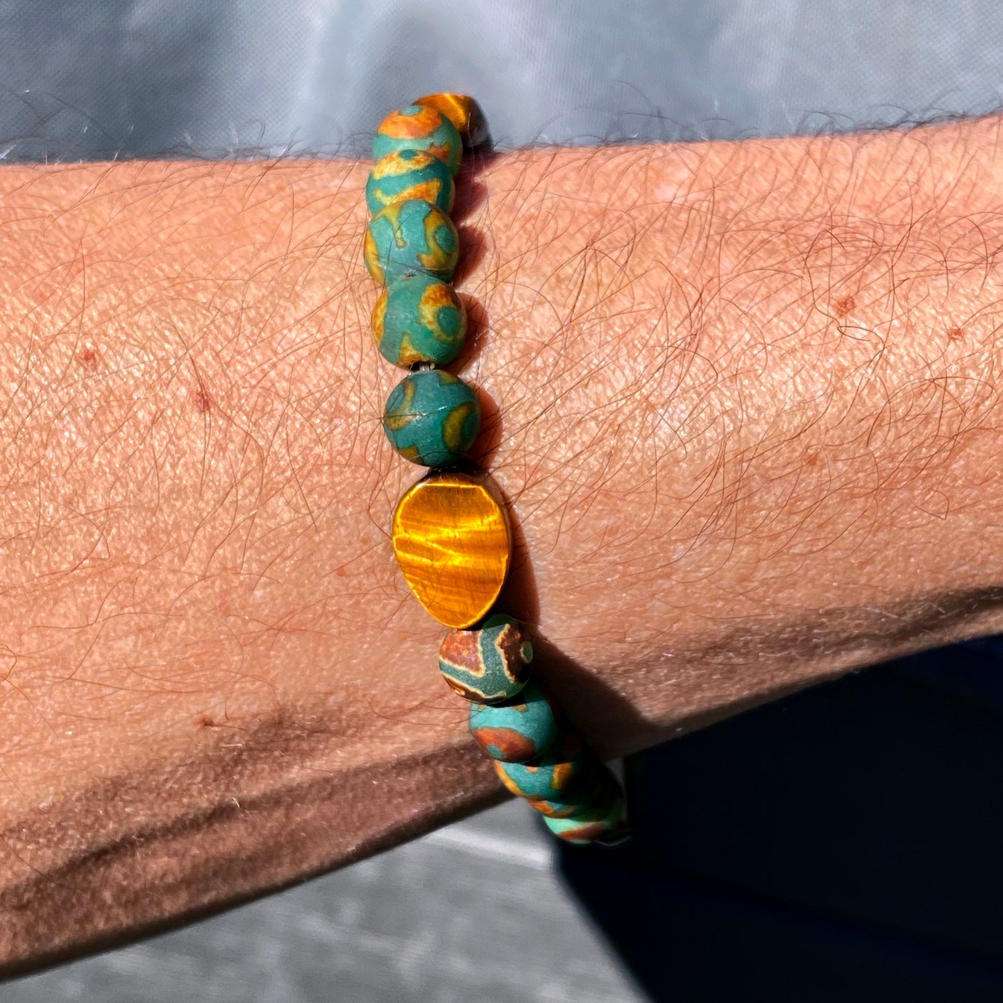 Tibetan agate and Tiger’s Eye gemstone Bracelet