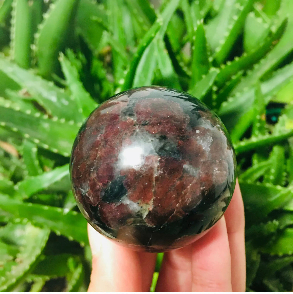 Natural garnet fireworks Sphere