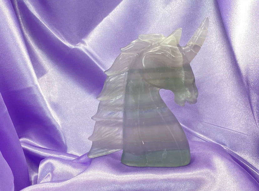 genuine Fluorite gemstone carved Unicorn