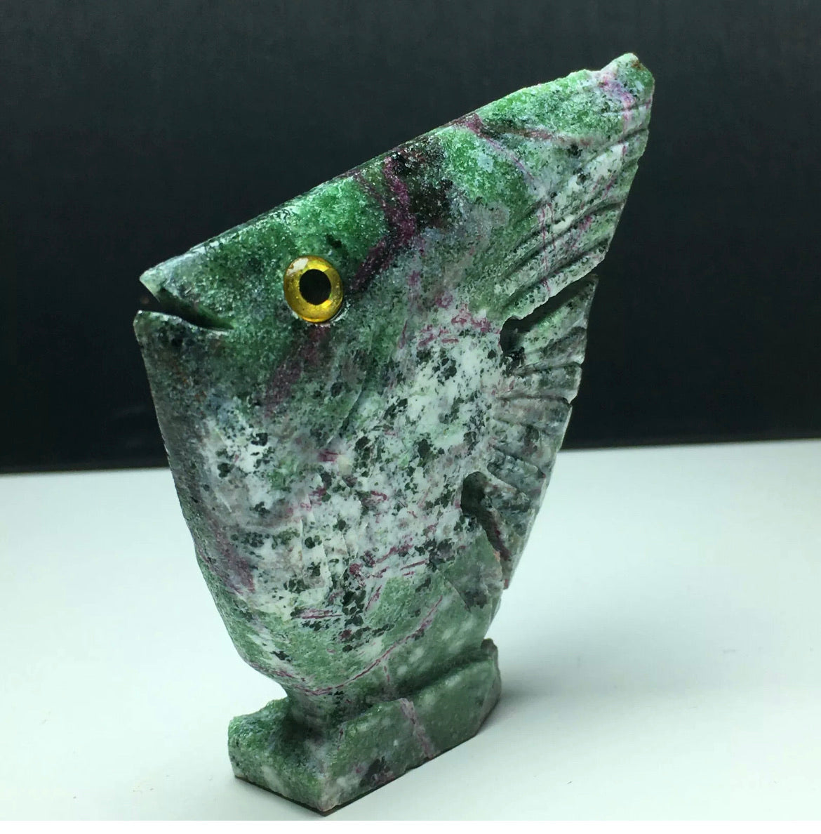 Natural Ruby Zoisite gemstone fish